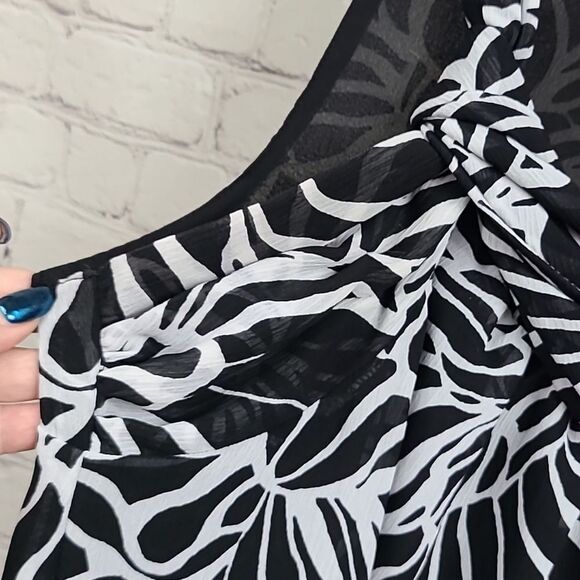 Lane Bryant Black & White Dressy Crepe Chiffon Sleeveless Dress Nice Semi-Formal - Picture 5 of 10